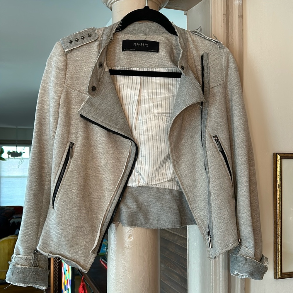 Zara cotton motorcycle style jacket.